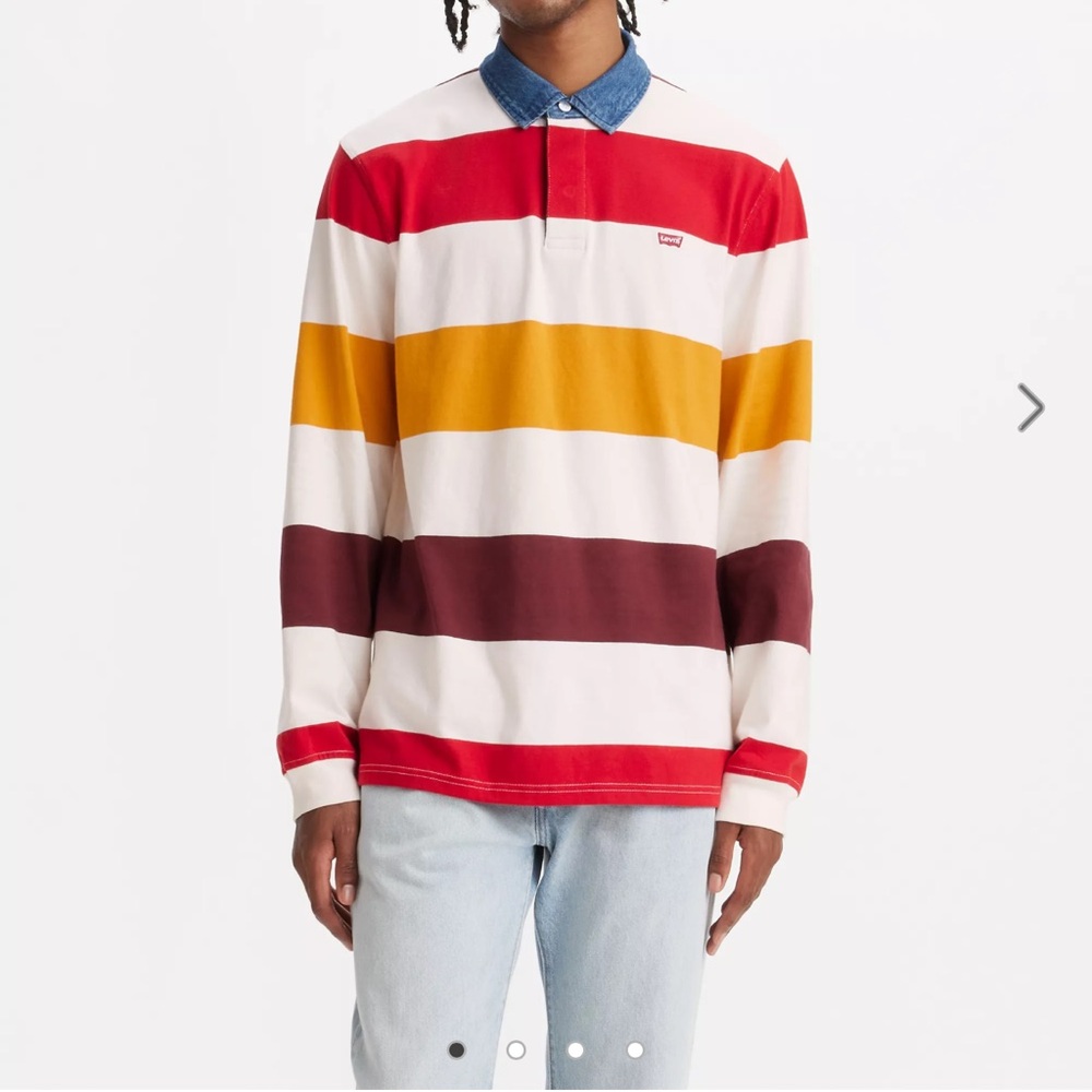 Levi's Men's Bold Striped Polo - Red, Yellow, White, Brown‎